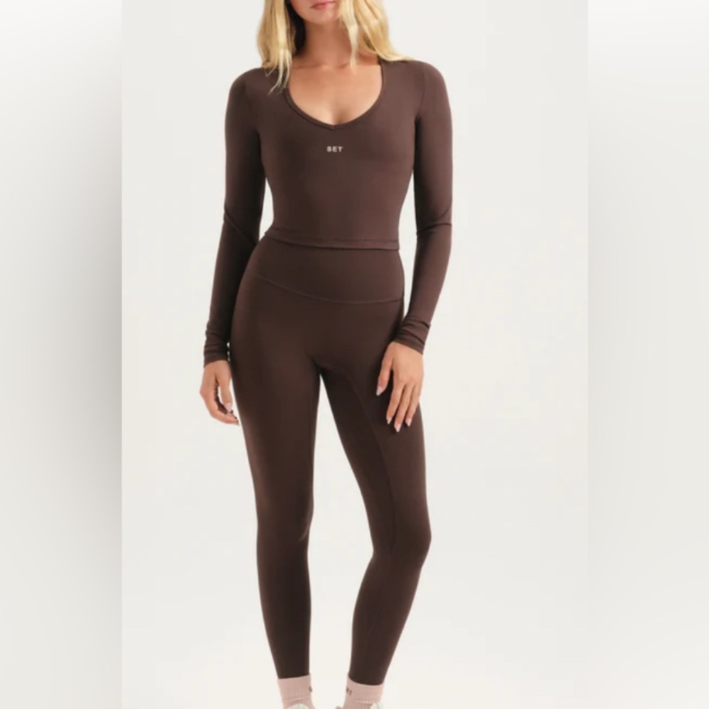 Brand New SZ Small SET Active workout Set Luxform Zion Brown Top and Leggings